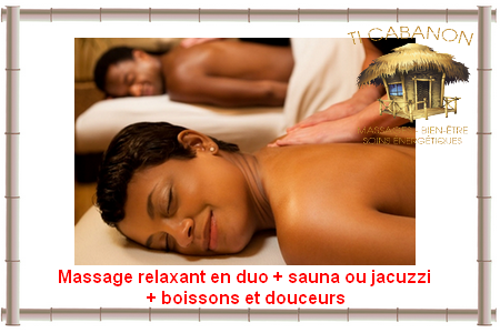 EN DUO - 1 massage relaxant + sauna ou jacuzzi + boissons et douceurs (2h)- En cas d’annulation, merci de prévenir 48h à l’avance ou votre coupon sera perdu.